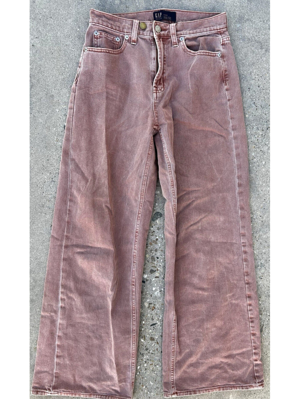 Gap Jeans Women's 0 Coral Pink Denim Wide Leg High Rise Retro 0 x 25R Rose Color